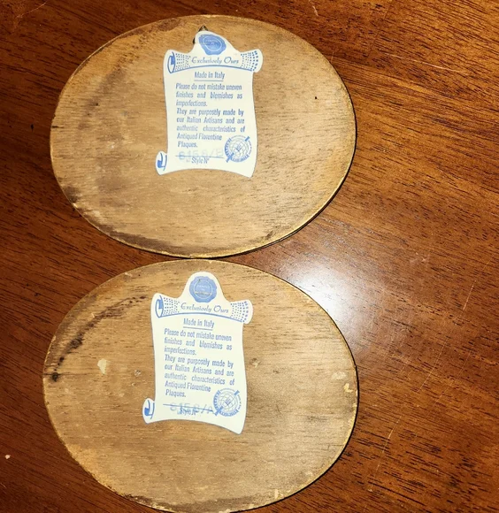 Vintage Florentine Gold Gilt Wooden Painted Plaques Made in Italy